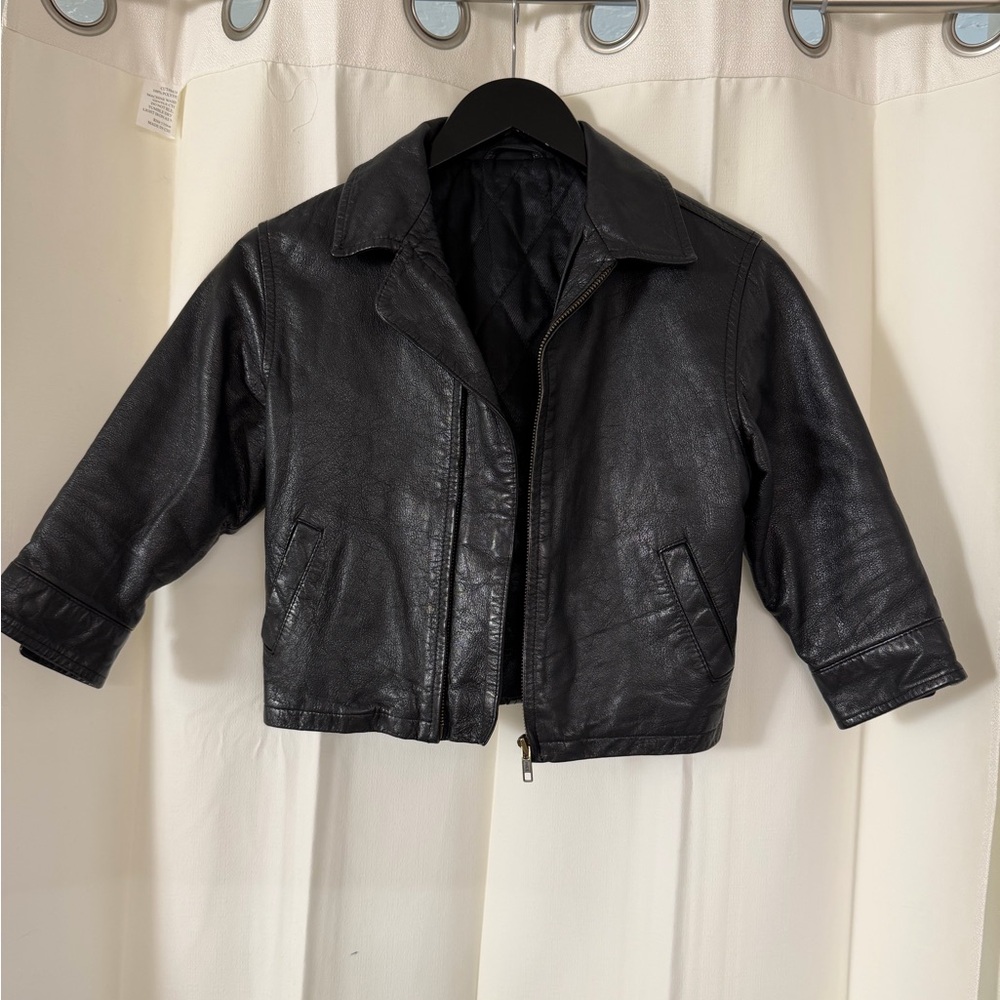 Vintage 90’s Cropped Black Leather Jacket - Picture 3 of 15